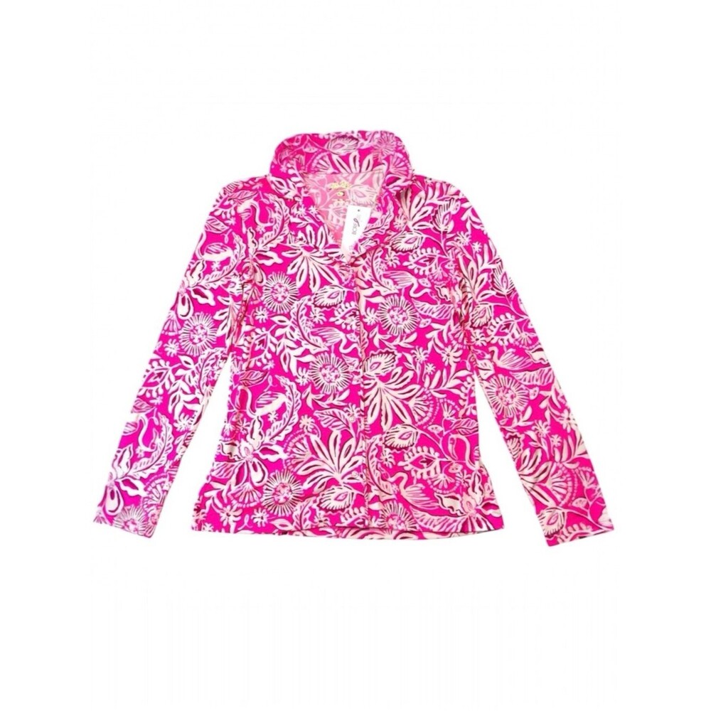 Lilly Pulitzer Button Up Pajama Top Passion Fruit Pink Size XS Lounge Sleepwear